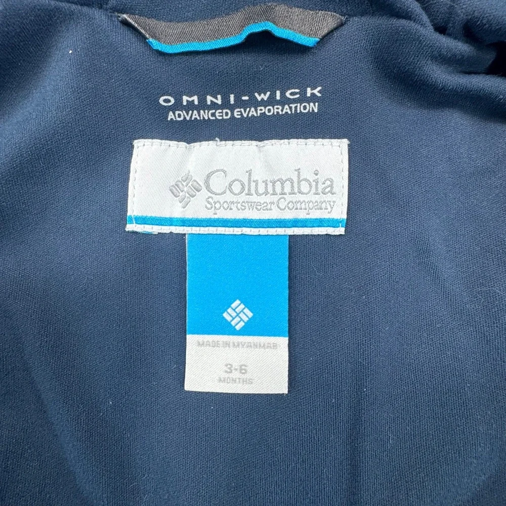 Columbia Boys Blue Topographic Omni-Wick Hooded‎ Windbreaker Jacket 3-6 Months
